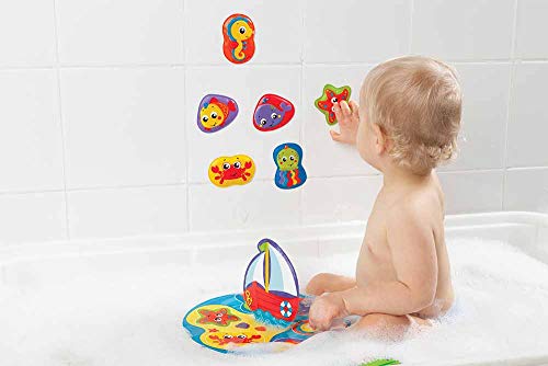 Playgro Puzzle de Baño, 9 Piezas, Con Animales Multicolores, Desde los 6 Meses, Sin BPA, Dimensiones: 25 x 25 cm, Floaty Boat Bath Puzzle, Multicolor, 40172