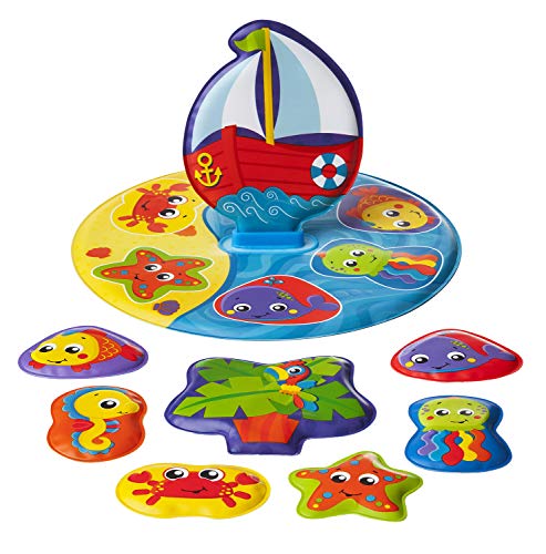 Playgro Puzzle de Baño, 9 Piezas, Con Animales Multicolores, Desde los 6 Meses, Sin BPA, Dimensiones: 25 x 25 cm, Floaty Boat Bath Puzzle, Multicolor, 40172