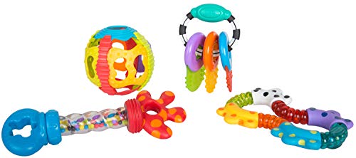 Playgro Set de Juegos Educativos con Sonajeros y Mordedores, 4 Piezas, A partir de los 6 meses, Multicolor, 40197