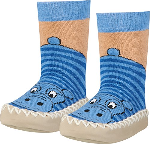 Playshoes Zapatillas con Suela Antideslizante Hippopotamus Pantuflas, Opaco, no transparente, Azul (Blau 7), 19/22 EU Unisex Niños