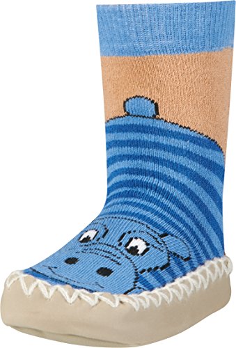 Playshoes Zapatillas con Suela Antideslizante Hippopotamus Pantuflas, Opaco, no transparente, Azul (Blau 7), 19/22 EU Unisex Niños