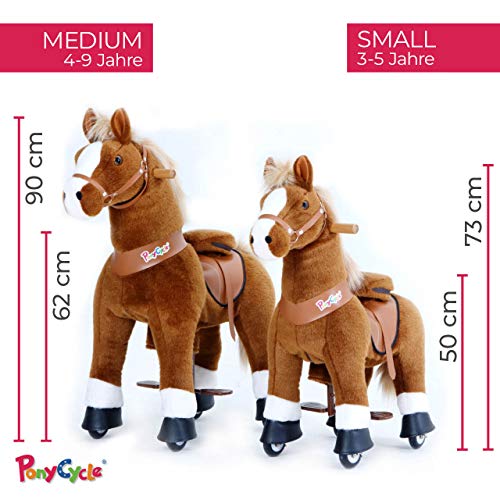 ponycycle "AMADEUS" Caballo Claro Marrón, Pony Sobre Ruedas Vagabundeo Caballito balancín y peluche para su niño de mypony (Small)