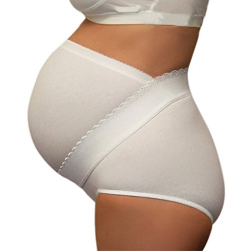 Premamy - Faja Postparto para Maternidad, Modelo con Soporte para el Vientre, algodón elástico de Dos vías, Modelo para el Embarazo - Blanco - IV (M)