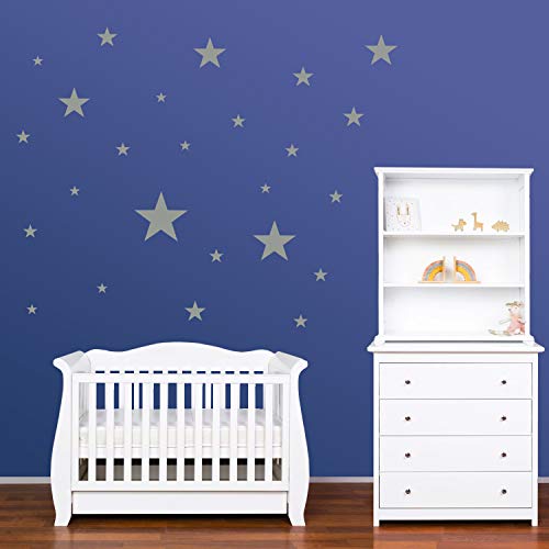 PREMYO 25 Estrellas Pegatinas Pared Infantil - Vinilos Decorativos Habitación Bebé Niños - Fácil de Poner Gris