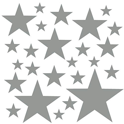 PREMYO 25 Estrellas Pegatinas Pared Infantil - Vinilos Decorativos Habitación Bebé Niños - Fácil de Poner Gris