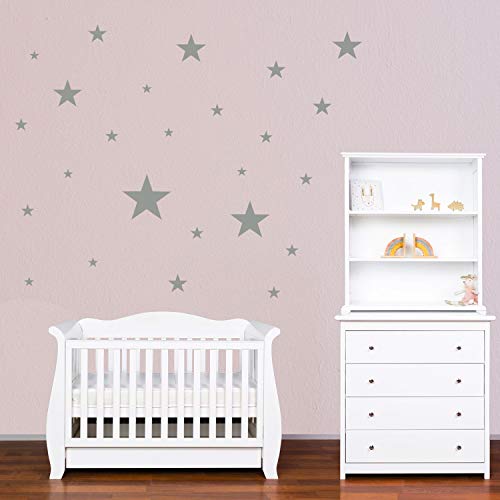 PREMYO 25 Estrellas Pegatinas Pared Infantil - Vinilos Decorativos Habitación Bebé Niños - Fácil de Poner Gris