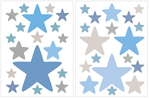 PREMYO 36 Estrellas Pegatinas Pared Infantil - Vinilos Decorativos Habitación Bebé Niños - Fácil de Poner Azul Pastel