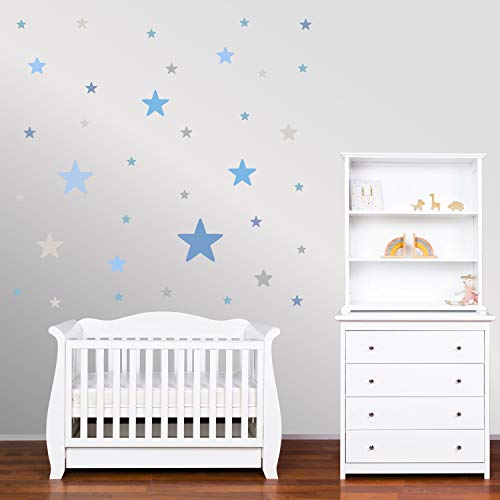 PREMYO 36 Estrellas Pegatinas Pared Infantil - Vinilos Decorativos Habitación Bebé Niños - Fácil de Poner Azul Pastel