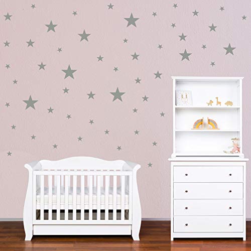 PREMYO 54 Estrellas Pegatinas Pared Infantil - Vinilos Decorativos Habitación Bebé Niños - Fácil de Poner Gris