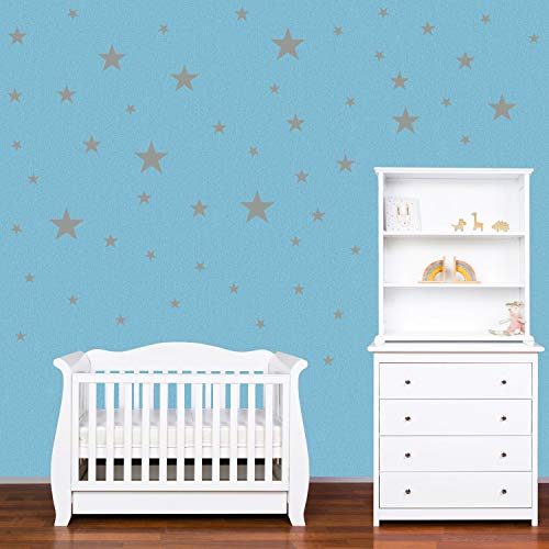 PREMYO 54 Estrellas Pegatinas Pared Infantil - Vinilos Decorativos Habitación Bebé Niños - Fácil de Poner Gris