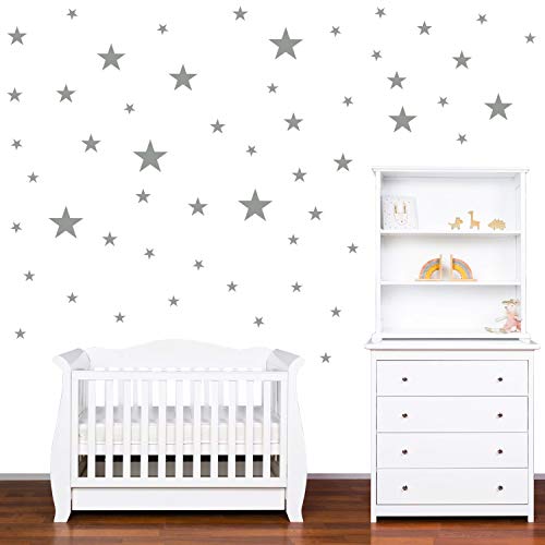 PREMYO 54 Estrellas Pegatinas Pared Infantil - Vinilos Decorativos Habitación Bebé Niños - Fácil de Poner Gris