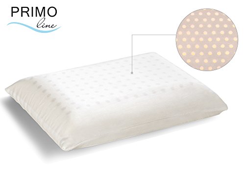 Primo Line Almohada de Látex Bebé 30x50 Altura 6,5cm con Funda de Algodón 100%, Fabricado en la UE