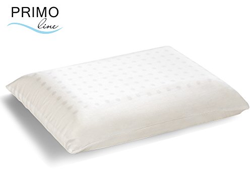 Primo Line Almohada de Látex Bebé 30x50 Altura 6,5cm con Funda de Algodón 100%, Fabricado en la UE