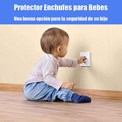 Protector Enchufes Seguridad Infantil Con Mecanismo De Giro Y Adhesivo 3M enchufe Copia de seguridad para bebés y niños Seguridad Infantil Protector de Enchufe, 20 Piezas, Blanco