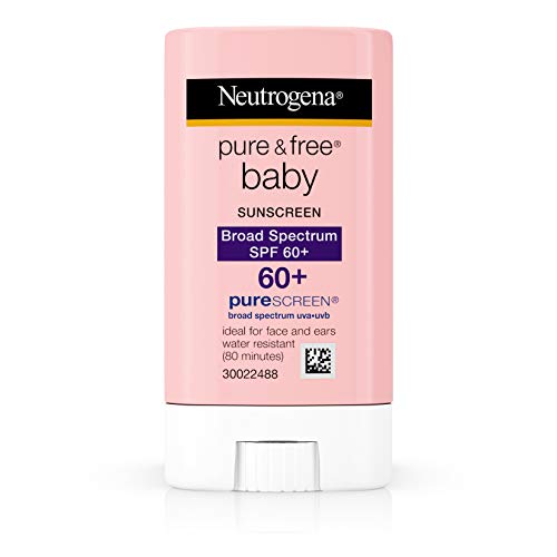 Protector solar mineral para bebé Neutrogena Pure & Free con amplio espectro SPF 60 y óxido de zinc, resistente al agua, hipoalergénico, sin aceite y sin PABA, 0,47 onzas