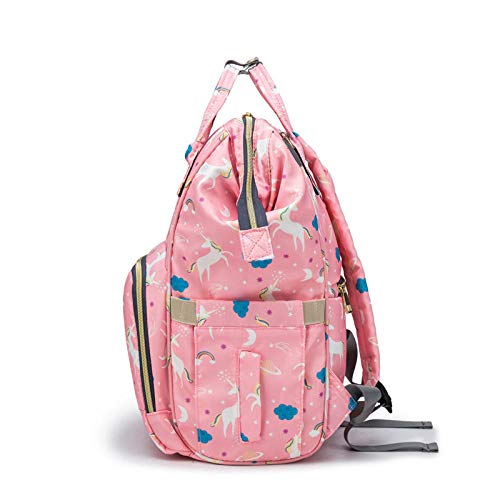 qiqiu Bolso Carrito Bebe Bolsa de momia multifuncional de gran capacidad bolsa de bebé mochila mochila bolsa prenatal-Rosa Mochila Maternidad