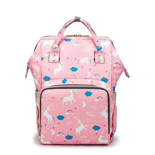 qiqiu Bolso Carrito Bebe Bolsa de momia multifuncional de gran capacidad bolsa de bebé mochila mochila bolsa prenatal-Rosa Mochila Maternidad