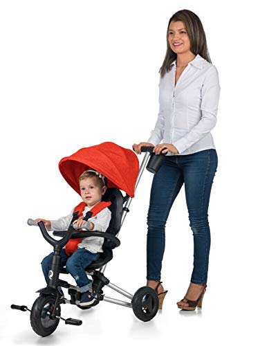 QPLAY - Triciclo Bebe Nova Rojo - Evolutivo - Plegable - Arnés de Seguridad - Ideal para niños de 10 a 36 Meses (máximo 25 Kg)