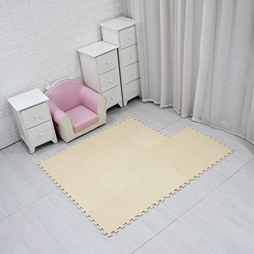 qqpp Alfombra Puzzle para Niños Bebe Infantil - Suelo de Goma EVA Suave. 18 Piezas (30*30*1cm), Beige.QQC-Jb18N