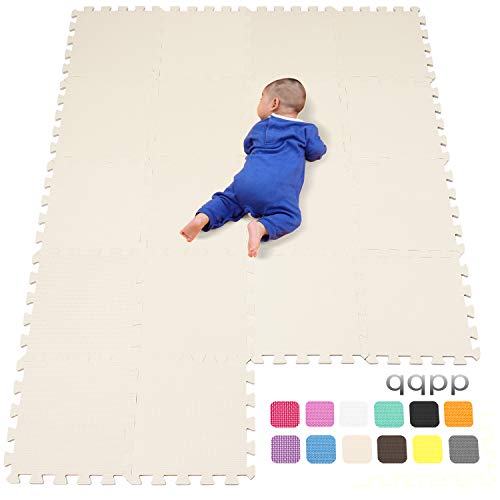 qqpp Alfombra Puzzle para Niños Bebe Infantil - Suelo de Goma EVA Suave. 18 Piezas (30*30*1cm), Beige.QQC-Jb18N