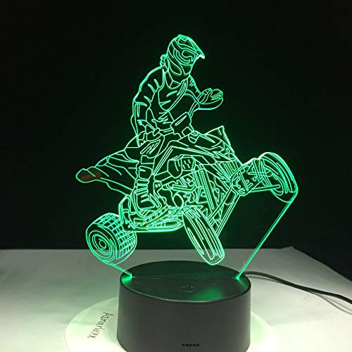 Quads Lámpara de hockey sobre hielo 3D Luz de noche LED con control remoto, 7 colores seleccionables interruptor táctil regulable lámpara de noche regalo de cumpleaños