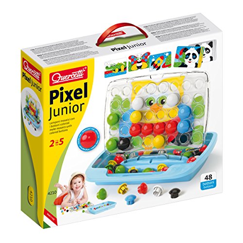 Quercetti-Quercetti-4210 Pixel Junior-Steckspiel, Farbspiel Juguete, Multicolor, 34 x 8 x 29cm (4210)