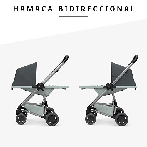 Quinny ZAPP FLEX PLUS 'Graphite on Grey' - Cochecito urbano, flexible y ultracompacto, asiento reclinable bidireccional, de 6 meses a 3.5 años, grafito y gris