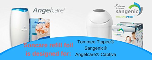 Recarga compatible Sangenic Tommee Tippee y Sangenic para pañales - equivalente 28 cajitas Angelcare + rollo de cartón para rellenar fácil