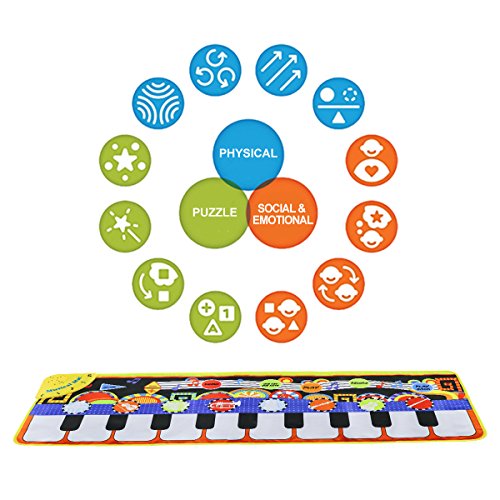 RenFox Alfombra de Piano, Alfombra Musical de Teclado, 5 Modes & 8 Sounds Touch Juego Musical para niños Regalo(110 * 36 cm)