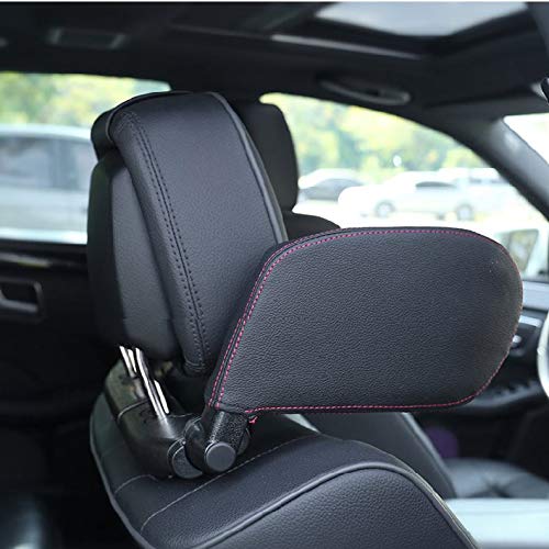 Reposacabezas de piel. Sujeta Cabezas para Coche, Almohada de Seguridad del cuello. Soporte ajustable para Asiento de Coche. Piel color negro.