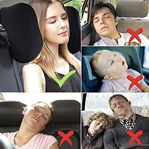 Reposacabezas de piel. Sujeta Cabezas para Coche, Almohada de Seguridad del cuello. Soporte ajustable para Asiento de Coche. Piel color negro.