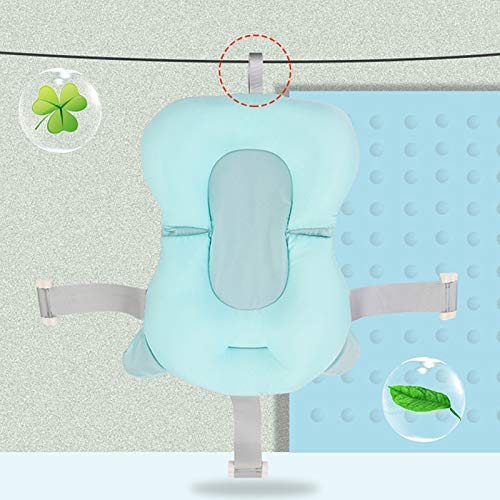 Reuvv Bebé Bañera Almohada Portátil Baby Shower Aire Cojín Cama Bebé Baño Natación Almohadilla Antideslizantes Bañera Flotar Tapete Soporte para Recién Nacido 0-6 Meses - Verde