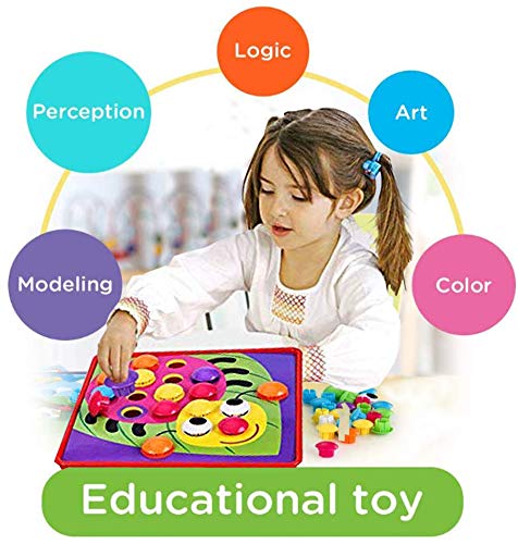 Rompecabezas 3D Arte de Botones Aprendizaje Temprano Imagen Educativa Tablero de Mosaico Infantiles Clavos de Hongos Juguete para Niños y Niñas Pequeños Acción de Gracias Navidad Fiesta Regalos 2+años