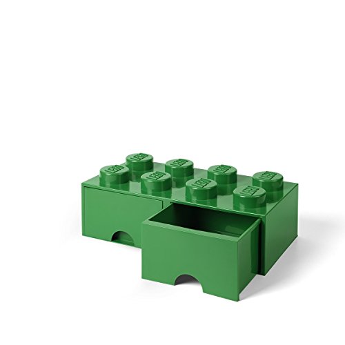 Room Copenhagen-40061734 Caja de Almacenaje Apilable, Ladrillo 8 pomos, 2 Cajones, 9.4 l, Color Verde (Green), 50 x 25 x 18 cm (Lego 40061734)