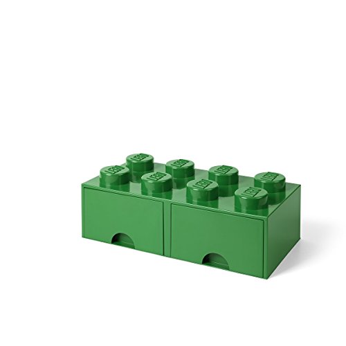 Room Copenhagen-40061734 Caja de Almacenaje Apilable, Ladrillo 8 pomos, 2 Cajones, 9.4 l, Color Verde (Green), 50 x 25 x 18 cm (Lego 40061734)