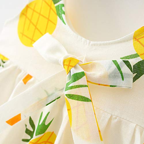 Ropa Bebe Niña Verano Fossen - Conjuntos de Dos Piezas Princesa Vestido sin Mangas con Estampado de Piña + Sombrero de Paja para Recien Nacido 0 a 24 Meses