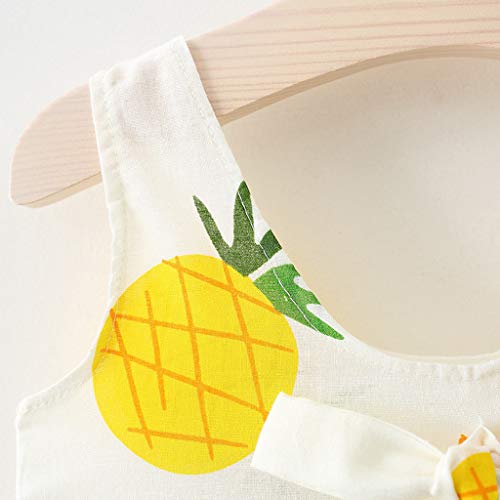 Ropa Bebe Niña Verano Fossen - Conjuntos de Dos Piezas Princesa Vestido sin Mangas con Estampado de Piña + Sombrero de Paja para Recien Nacido 0 a 24 Meses