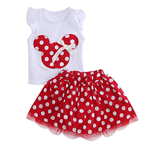 Ropa Bebe NiñA Verano Vestidos Estilo Princesa Ropa Fiesta De Dibujos Animados Lindo Mini Vestido 2 Piezas 2018 MáS Nuevos (XL(3 años-4 años), Rojo)