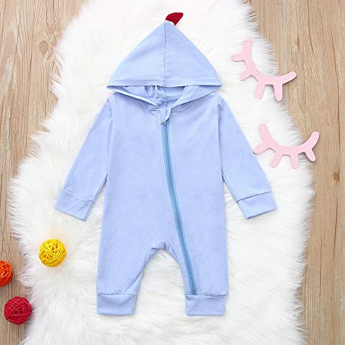 Ropa Bebé niño, JiaMeng Bebé niño niña Dinosaurio patrón Capucha Cremallera Tops Ropa Abrigo 0-24 Mes (3-6 Months, Azul#2)