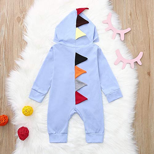 Ropa Bebé niño, JiaMeng Bebé niño niña Dinosaurio patrón Capucha Cremallera Tops Ropa Abrigo 0-24 Mes (3-6 Months, Azul#2)