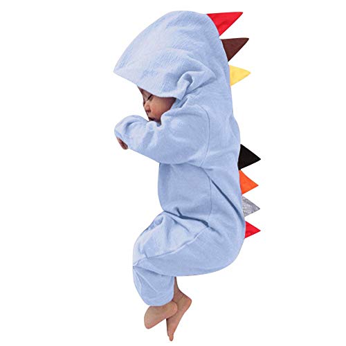 Ropa Bebé niño, JiaMeng Bebé niño niña Dinosaurio patrón Capucha Cremallera Tops Ropa Abrigo 0-24 Mes (3-6 Months, Azul#2)