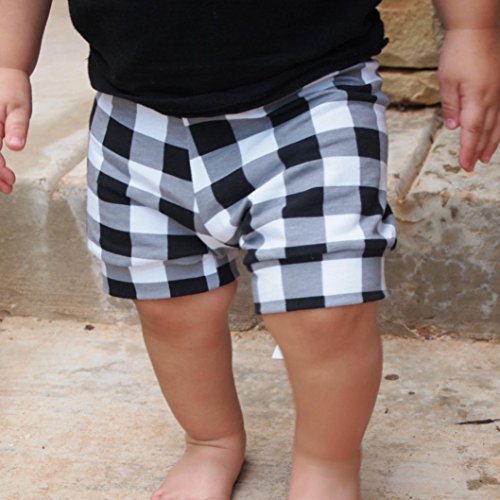 Ropa bebé Recién Nacido Camisetas de bebé niño Fox impresión y Pantalones Cortos de Cuadros Verano Conjunto de Ropa de Chico 6 Mes - 4 Años (Negro, Tamaño:18-24Mes)