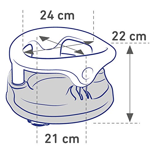 Rotho Babydesign Asiento para bañera, Anillo plegable, Cierre de seguridad para niños, 7-16 meses, Hasta 13kg, Sin BPA, 35x31,3x22cm, Gris/Blanco/Manzana verde