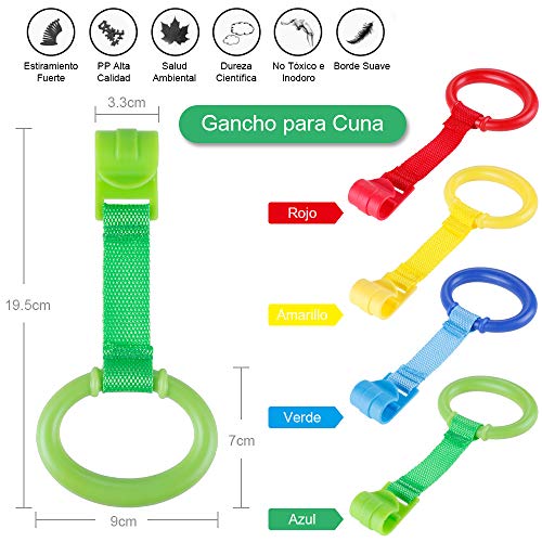 Rovtop 10 Packs Anillas para Cunas y Parques - Ayuda a Su Bebe a Ponerse de Pie Facilmente (Diámetro Máximo del Anillo de Mano de 9CM) (Diámetro 9cm)