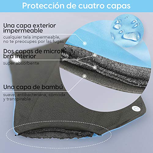 Rovtop 7PCS Reutilizables de Carbón de Bambú Compresa Almohadilla Menstrual Reutilizable Compresa + Bolsa de Transporte Mini (25 cm)