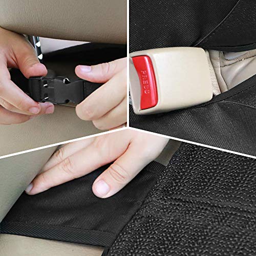 Rovtop Protector de Asiento de Coche Antideslizante con Organizador Bolsillos Tamaño Universal para los Asientos de Coche de Bebé y Niño de Alta Resistencia (negro) (2 Pcs negro)