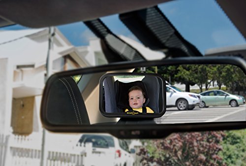 ROYAL RASCALS | Espejo para vigilar al bebé en el coche | Espejo retrovisor para asiento de niños orientado hacia atrás | NEGRO | Inastillable | PRODUCTO PREMIUM | Señal de Baby on Board GRATIS