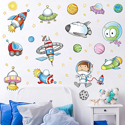 Ruiting Pegatina PaRojo Astronauta Espacio Tatuaje de paRojo Etiqueta de la paRojo Decoración Infantil de PaRojo de Dormitorio Salón para Niños Bebés