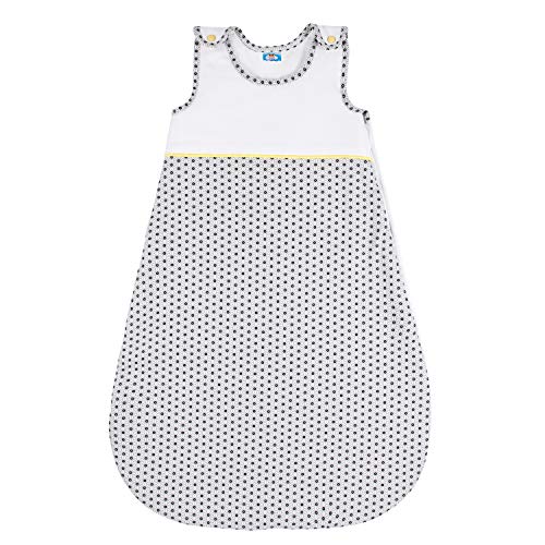 Saco de dormir bebe Verano, TOG 1, Talla 80cm (6-12 meses) - Algodon 100% Ecológico, Certificado OEKO TEX Sin Productos Químicos - Unisex, Saco para dormir bebe, Cierre de Seguridad, Gris Baby Stars