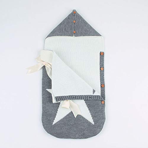 Saco de Dormir para Bebé Recién Nacido, Bebe Niña Niño Manta para Bebés de 0 a 12 Meses, Nudo de Proa De Punto Blanket Swaddle Bolsa de Dormir (Gris, Talla única)